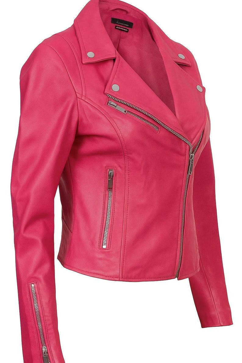 Lambskin Leather Biker Jacket: Slim Fit Racer Style