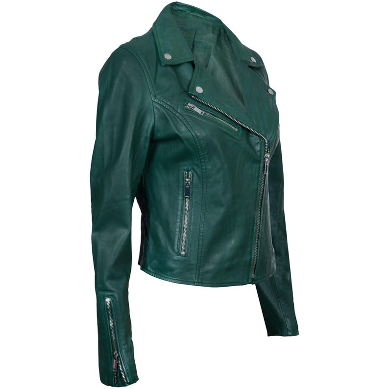 Lambskin Leather Biker Jacket: Slim Fit Racer Style