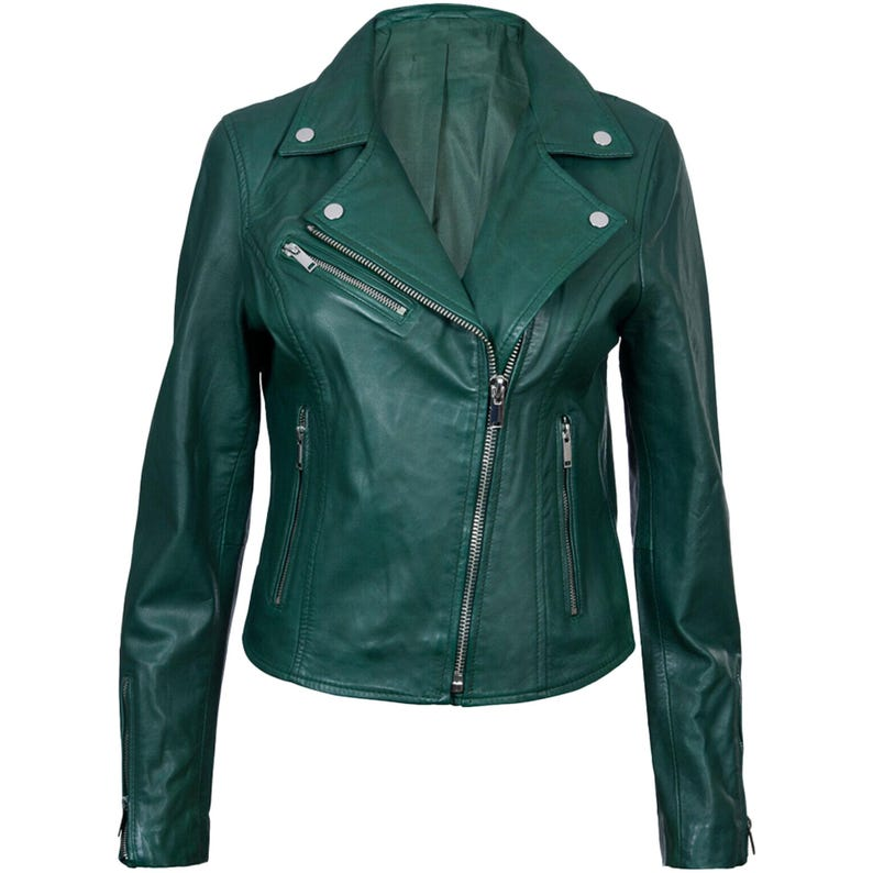 Lambskin Leather Biker Jacket: Slim Fit Racer Style