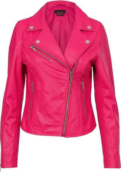 Lambskin Leather Biker Jacket: Slim Fit Racer Style