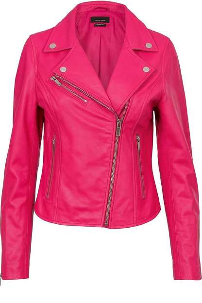 Lambskin Leather Biker Jacket: Slim Fit Racer Style