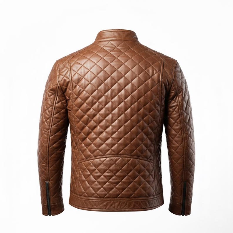 Handmade orignal Leather Biker Jacket: Men's Brown Padded Bomber