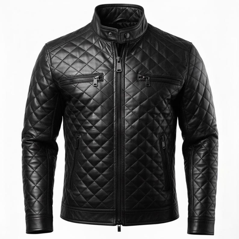 Handmade orignal Leather Biker Jacket: Men's Brown Padded Bomber