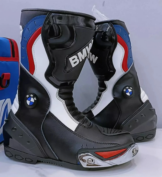 BMW Motorbike Leather Racing Boots Motorcycle Shoes Sport Leather Riding