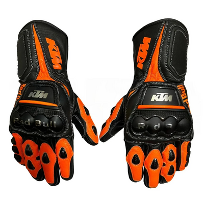 KTM Biker Motorcycle Leather Gloves Motorbike Racing Leather Gloves CE